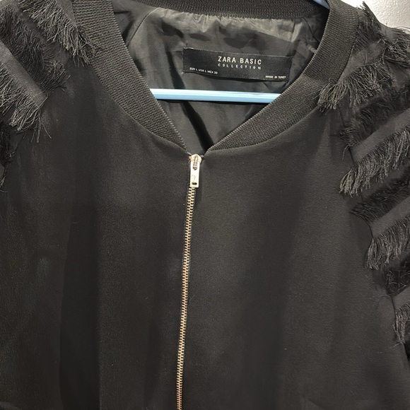 Zara Fringe Sleeve bomber Jacket - Women’s Size LG - Picture 3 of 6
